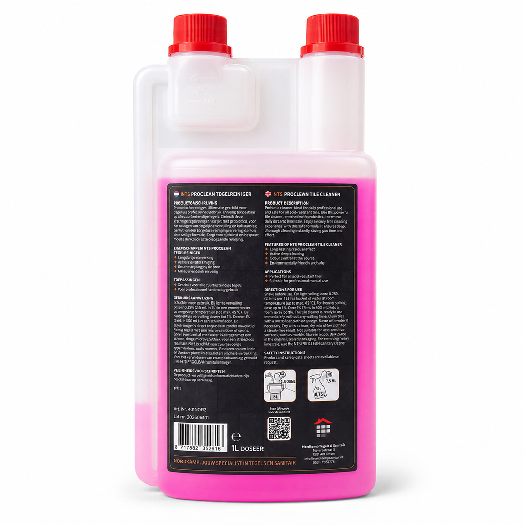 Tegelreiniger Probiotica – 1L Doseerfles met 0,75L Sprayflacon